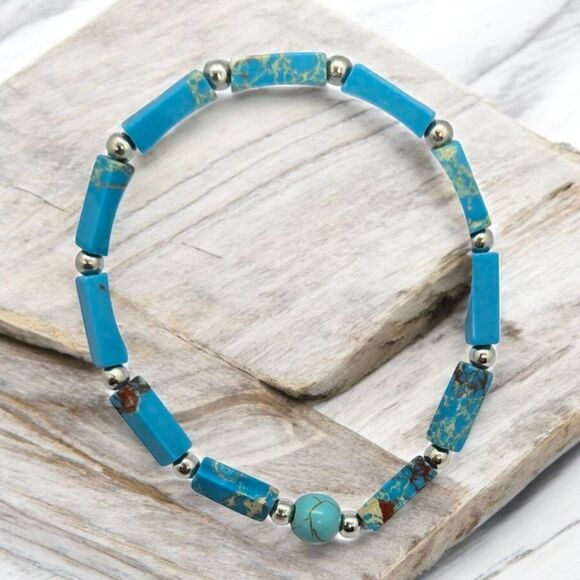 Boho Turquoise Beaded Bracelet Bohemian Western Tribal Aztec Fashion Jewelry NWT - Picture 3 of 4